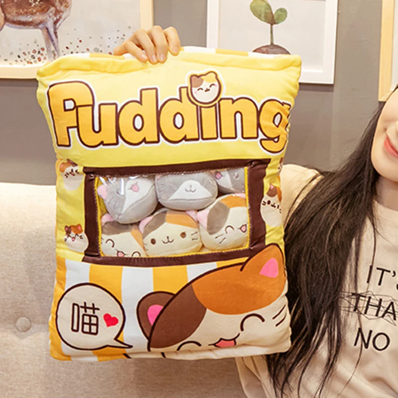 

Милые животные, пудинг, плюшевые игрушки, мини круглые мячики, кошки, пакет из плюша, 8 шт., еда, искусственная плюшевая подушка, кавайный Деко...