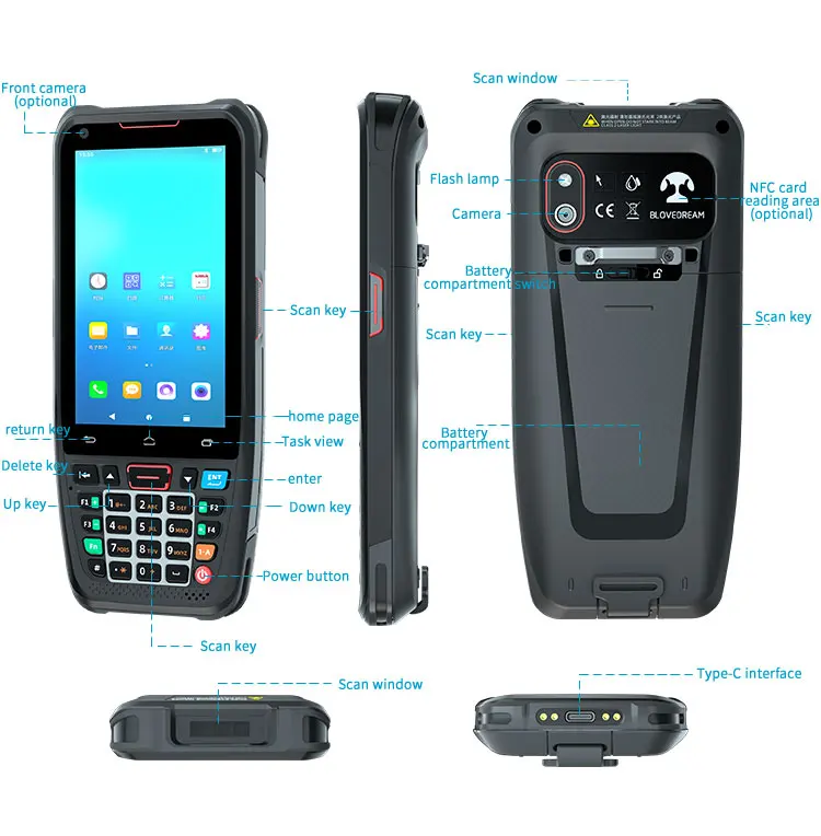 Портативный компьютер PDA Blovedream N40 с Android 10 0 и степенью защиты IP66