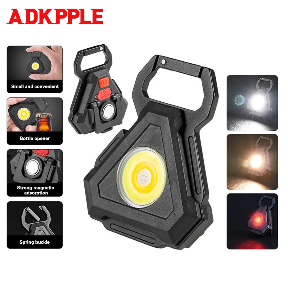 

Mini LED Keychain Light Multifunctional Portable USB Rechargeable Pocket Work Light with Bottle Opener Outdoor