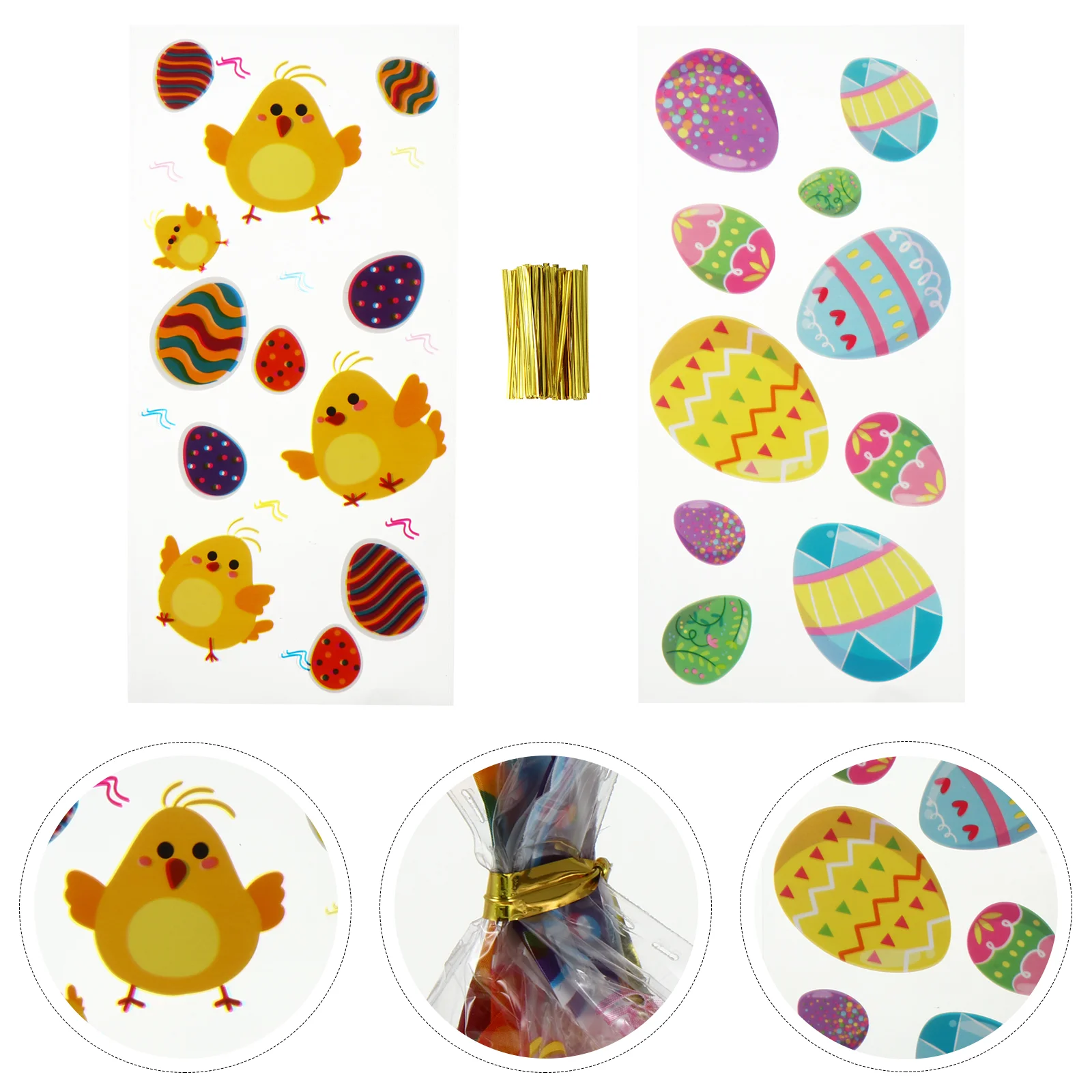 

Easter Candy Cello Cellophane Cookie Treat Biscuit Party Packing Clear Baking Gift Egg Snack Ties Pouches Favors Eggs Supplies