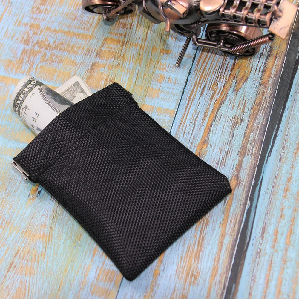 Black Coin Purse Small Earphones Wallet Bag Key Business Credit Card Holder Money Change Pouch Zipper Women Men Kids Girl