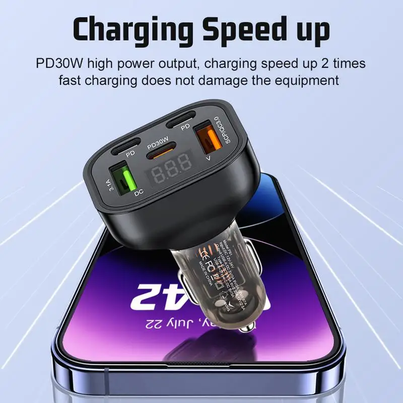 Автомобильное зарядное устройство USB 2 порта Быстрое автомобильное 3 Type-C Зарядное
