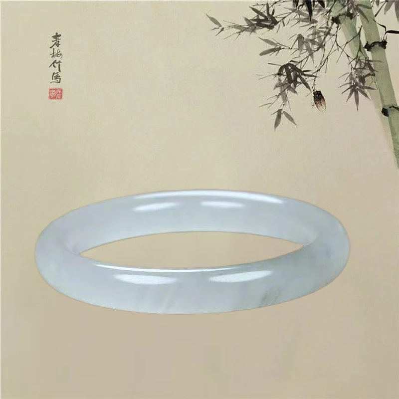 Натуральный нефритовый белый браслет с лунным светом серый ледяной Изумрудный