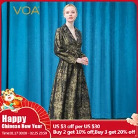 voa silk yarn dyed jacquard long sleeve irregular big pendulum elegant dress female ae816 maxi dresses for women springautumn