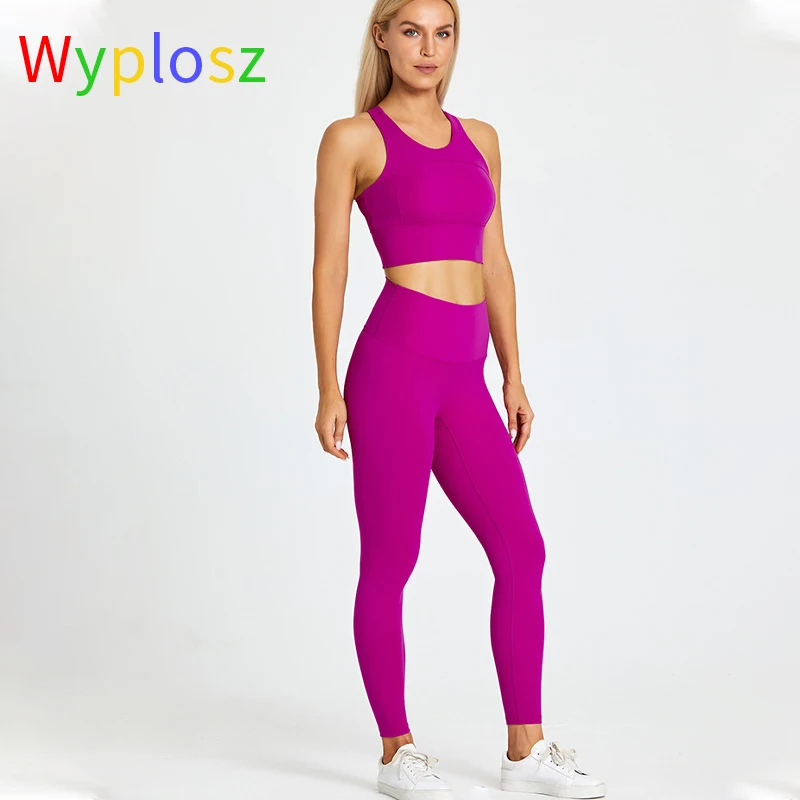 Wyplosz Yoga Sportswear Gym Clothing Women Sport Suit Fitness Tracksuit 2 Piece Set High Elasticity Quick-Drying Nude Pants Bras