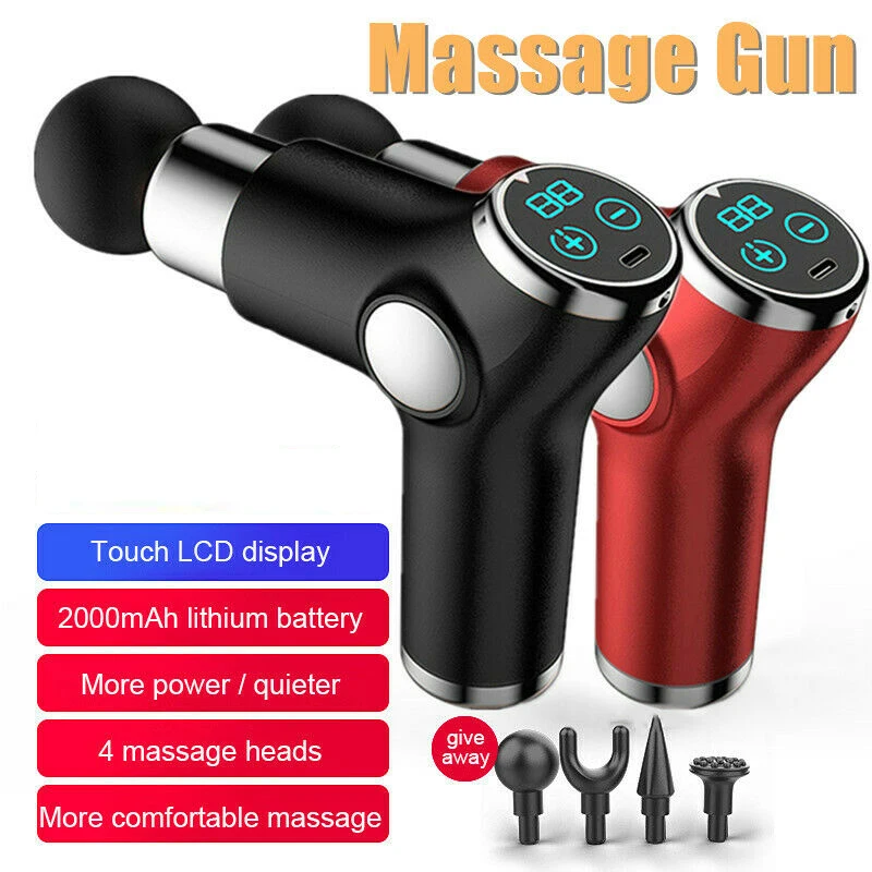 

Portable Electric Massage Gun Neck Back Body Massager Machine Mini LCD Display Booster Deep Relaxation Muscle Pain Relief