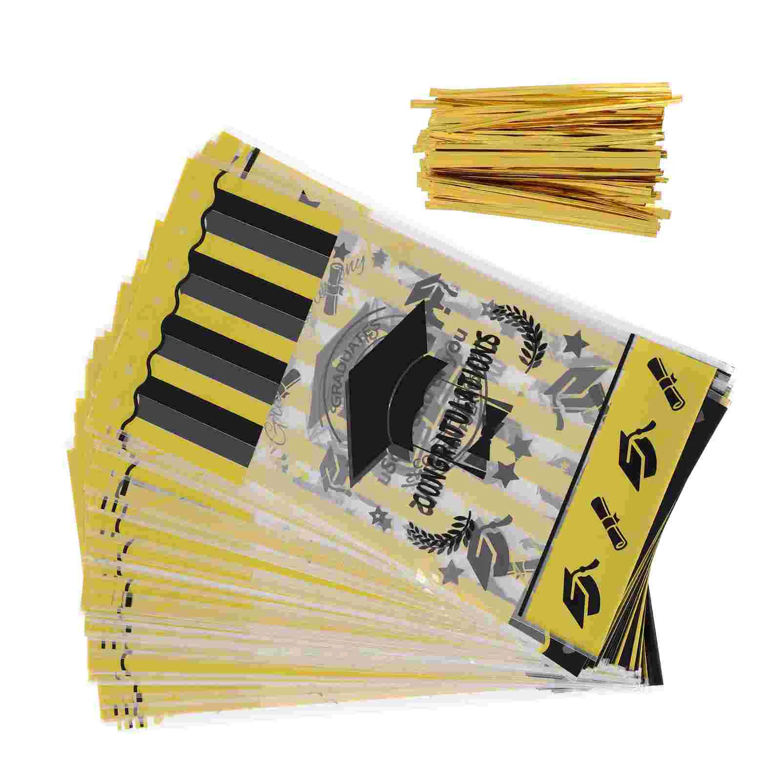 

100 Sets Graduation Candy Bags Gift Pouches Packaging Pouches Biscuits Bags