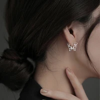 cute romantic butterfly hoop earrings for women simple style hollow small animal trendy female piercing earring accessories
