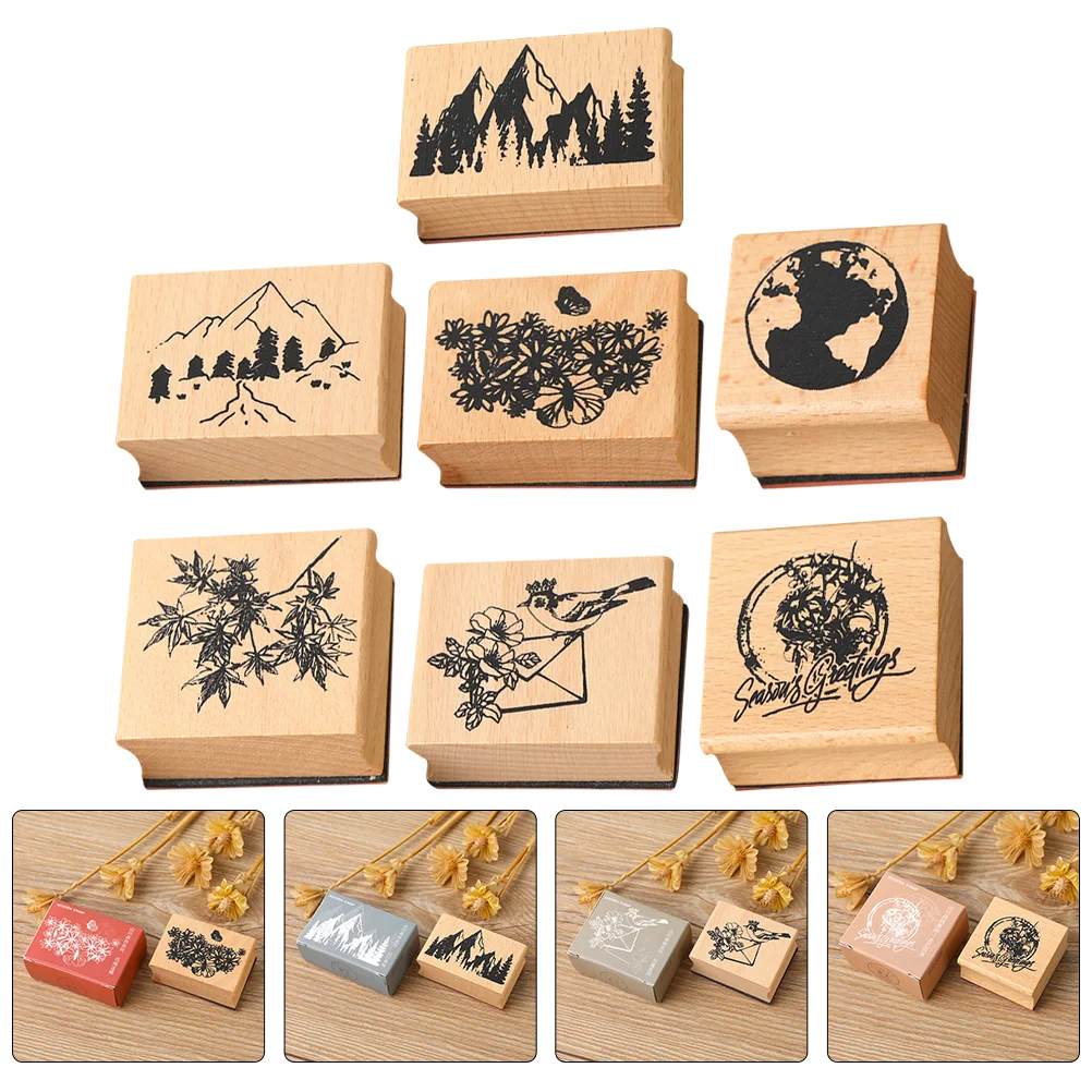 

Stamp Stamps Wooden Wood Diy Wax Sealing Pattern Craft Seal Scrapbooks Mounted Journal Xmas Copper Kit Envelope Literary Retro