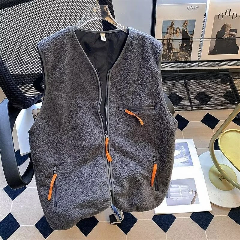 Жилет EBAIHUI мужской из овечьей шерсти универсальный Свободный Топ в американском