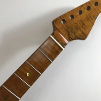 roasted tiger flame maple guitar neck 21fret 25 5 inch fingerboard dot inlay gloss diy part