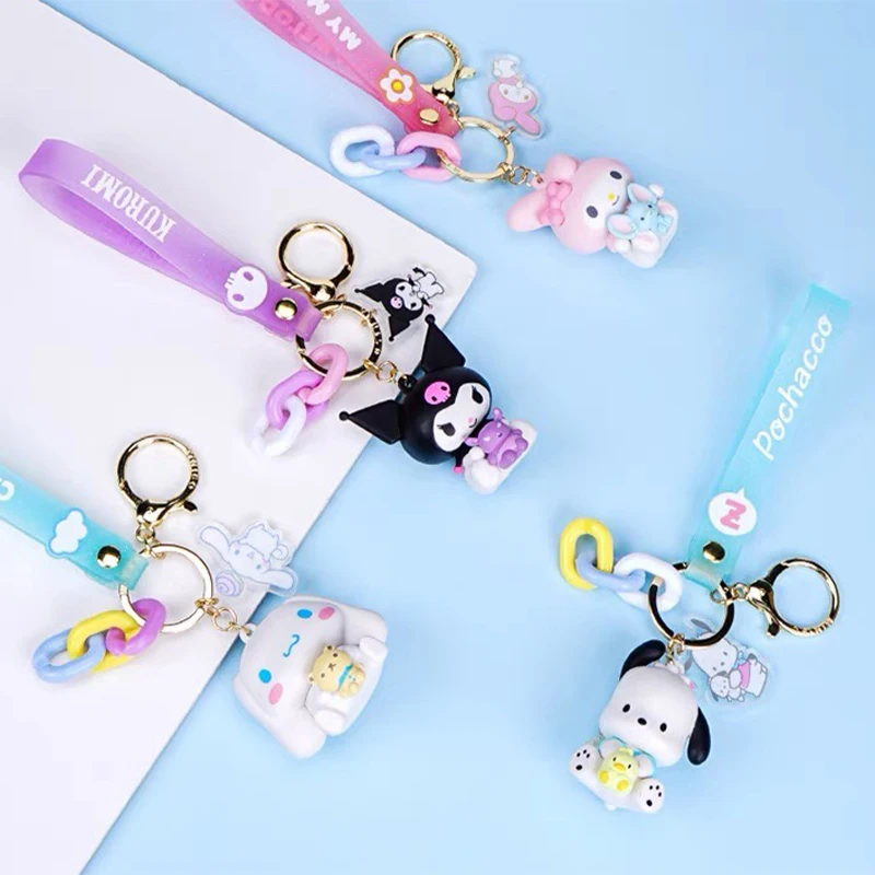 

Sanrioed Kawaii Anime Cinnamoroll Kuromi Keychain My Melody Pompompurin Pochacco Cartoon Bag Car Pendant Cute Keyring Toy Gift