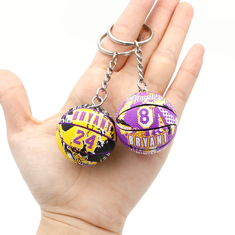 Fashion Basketball Star Name Keychain Trend 3D Basketball Keychains Mini Match Souvenir Ball Keyring Pendant for Sport Fan Gift