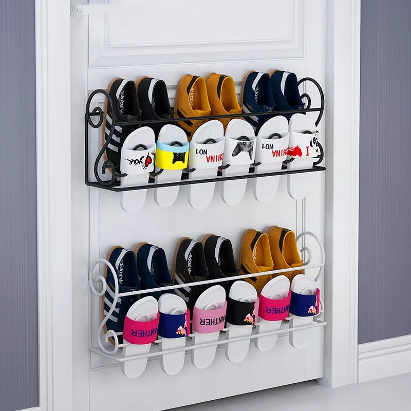 

Shoes rack behind the door household wall-mounted no-punching door storage space-saving shelf indoor good-looking shelf