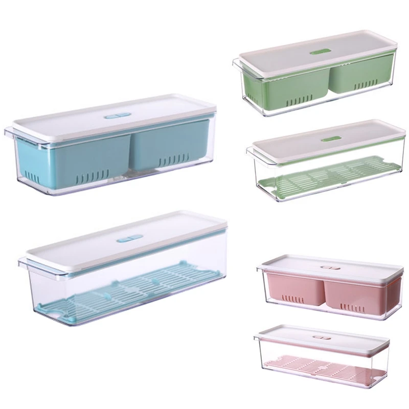 

Stackable Produce Saver, Organizer Bins With Removable Drain Tray For Refrigerators, Cabinets And Pantry