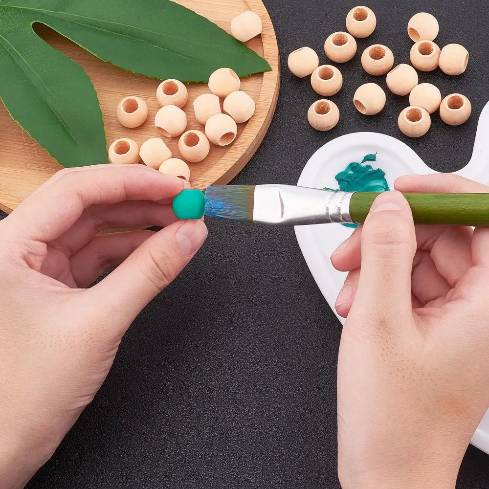 300pcs Natural Unfinished Wood Beads 14mm Round Loose Bead For Jewelry Making DIY Bracelet Necklace Crafts Christmas Decoration