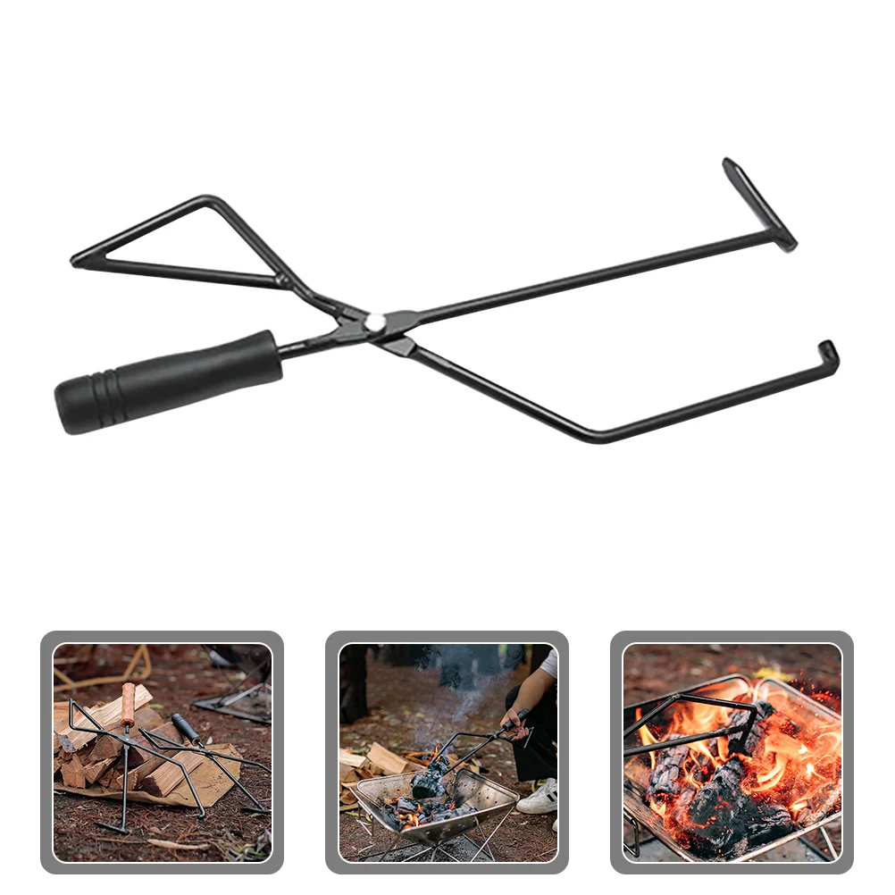 

Tong Charcoal Tongs Scissor Fire Grabber Firewood Barbecue Log Scissors Iron Camping Crab Artifact Claw Picker Clamp Serving