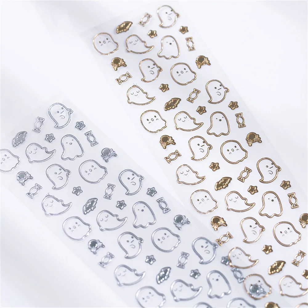 

2 sheets Transparent Bronzing Gold Silver Scrapbooking Stick Butterfly Ribbon Sticker DIY Crafts Material Stationary Decor