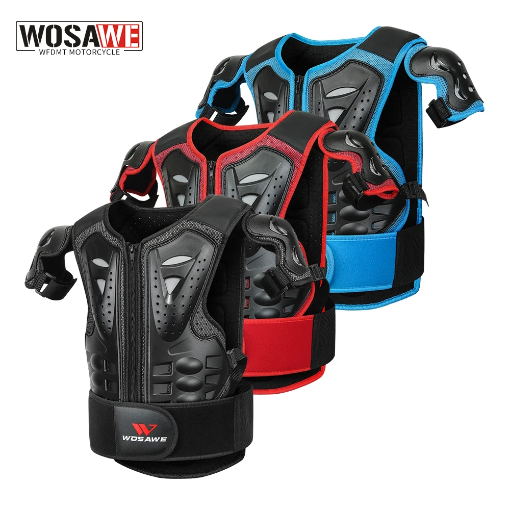 

Детская Броня WOSAWE, нагрудный жилет из полиэтилена с жестким покрытием для езды на мотоцикле и скутере, сноуборде, наколенники, защита на локти