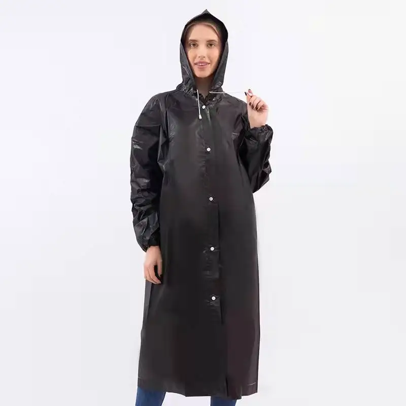 

High Quality 1PC 145*68CM EVA Unisex Raincoat Thickened Waterproof Rain Coat Women Men Black Camping Waterproof Rainwear Suit