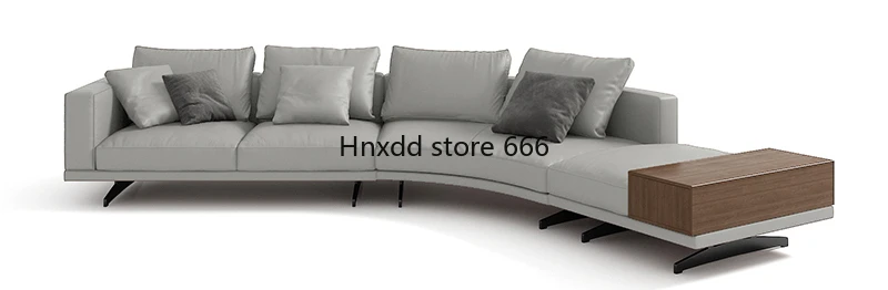 Итальянский светлый роскошный кожаный диван в минималистском стиле белая дуга