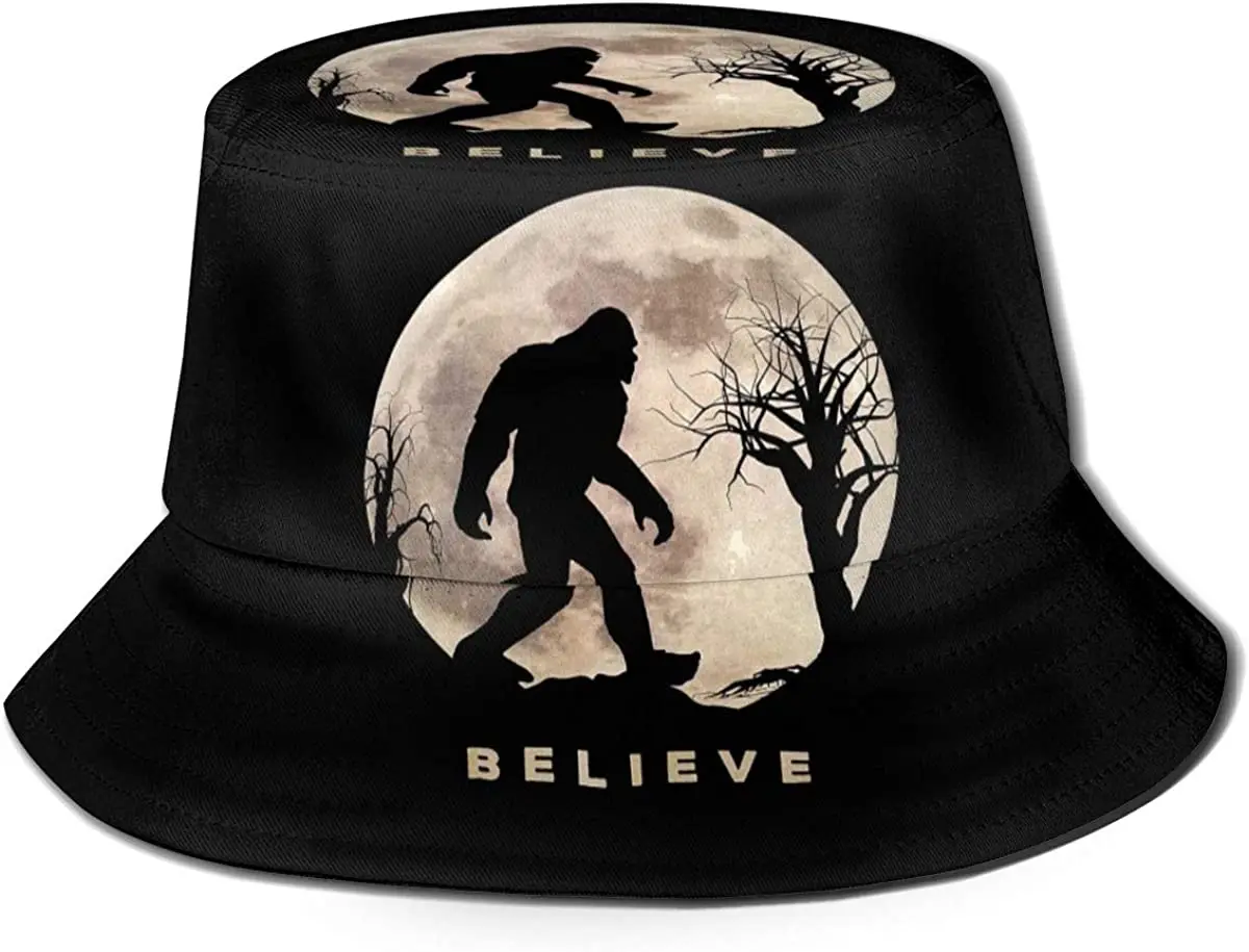 Funny Bigfoot Sasquatch Full Moon Sun Hat for Men/Women Sun Protection Bucket Hat Outdoor Breathable Packable Boonie Cap Fishing