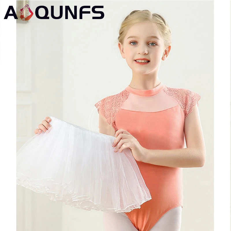 

AOQUNFS Girls Ballet Leotard Tutu Skirt Short Sleeve Dance Leotard 2PCS Dance Suits Ballet Costumes Kids Child Ballet Bodysuits