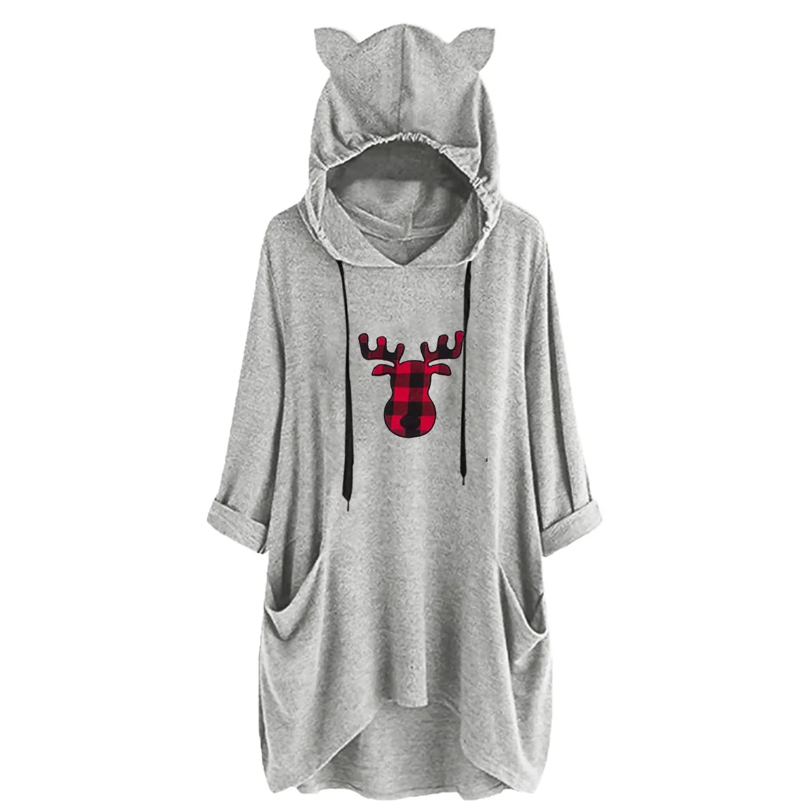 

Женский свитшот с капюшоном и ушками, с длинным рукавом