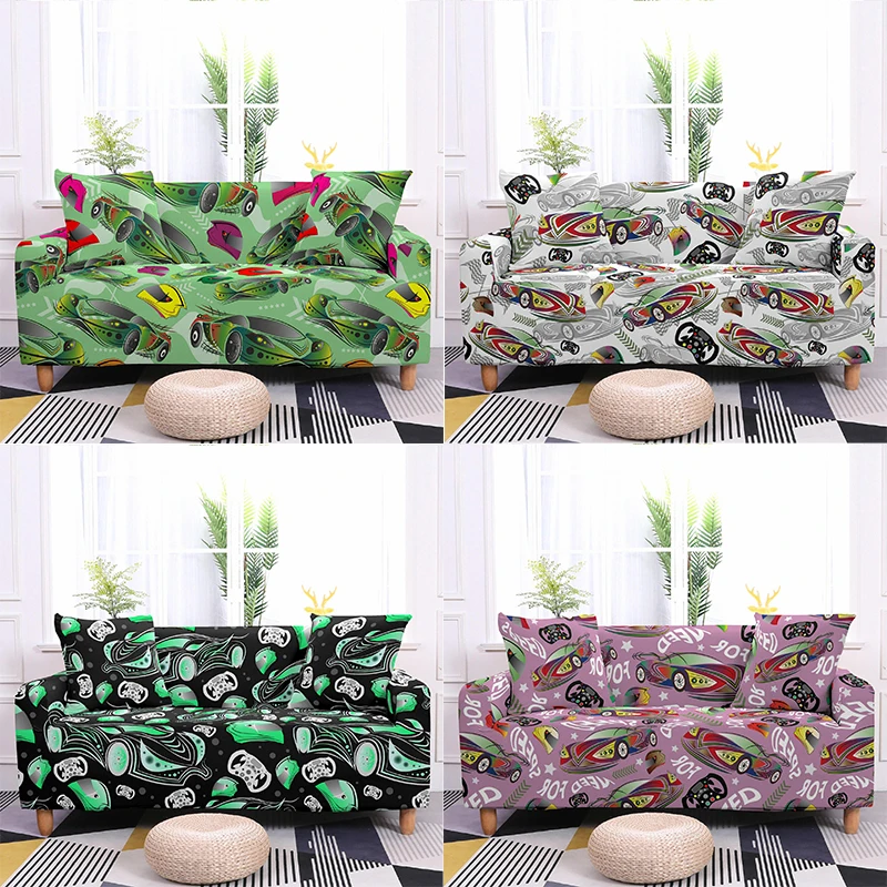 

Multicolor Print Cartoon Car Sofa Cover All Inclusive Elasticity Couch Cover Home Decor Spandex Sectional Sofa Slipcover 1PC
