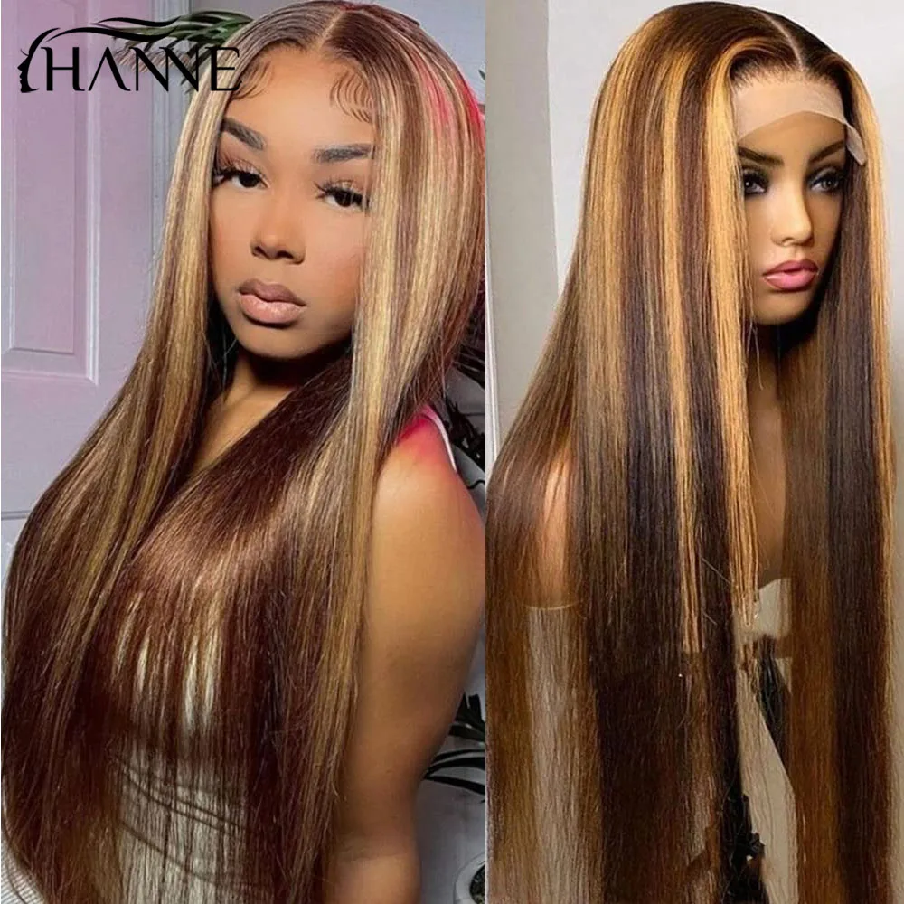 HANNE Highlight Wig Human Hair Lace Frontal Wig For Women Brazilian Straight Ombre Honey Lace Front Wigs Colored Human Hair Wigs