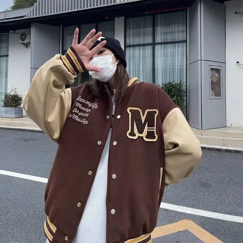 

American Vintage Brown Baseball Cyber Y2k Basic Jacket Spring Clothes For Techwear Plus Size Women Clothing Men Winter Outerwear