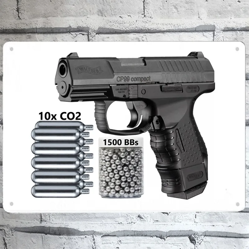 

Round Diamond Drawing Umarex Walther CP99 Compact - Blowback CO2 .177 Cal BB Air Pistol - 345 FPS Wall Tin Sign