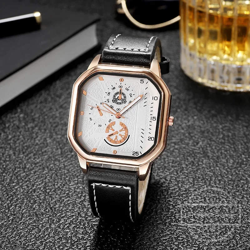 Мужские кварцевые часы с металлическим циферблатом деловые мужские ремешком из