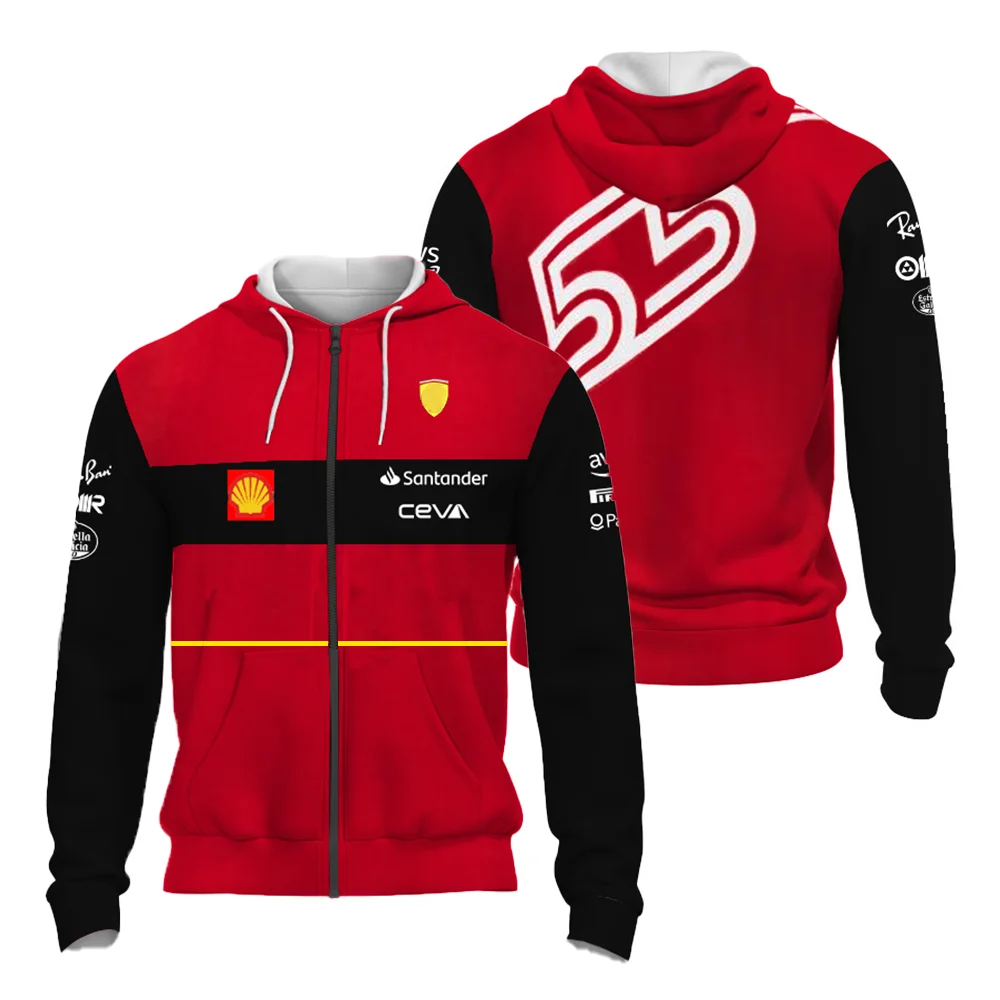 2022 Hot F1 Formula One Championship Model F-75 Classic Red Zip Hoodie Outdoor Racing Extreme Sports Casual Fashion Pullover