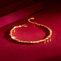 shine 24k gold color bracelet for women wedding engagement luxury laser beads chain bracelet bangle not fade fine jewelry gift
