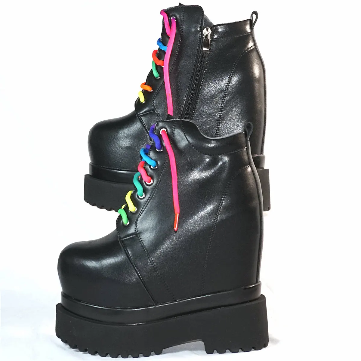 

Winter Fashion Sneakers Women Lace Up Genuine Leather Super High Heels Ankle Boots Female Round Toe Platform Pumps Casual Shoes