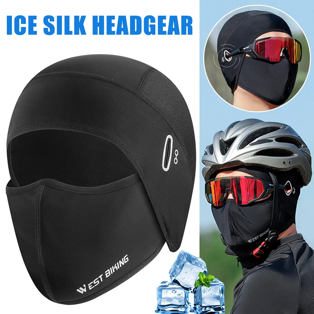 

New Motorcycle Bike Cycling Balaclava Full Face Ice Silk Hat Breathable Sun Protection Helmet Liner With Glasses Hole Face Mask