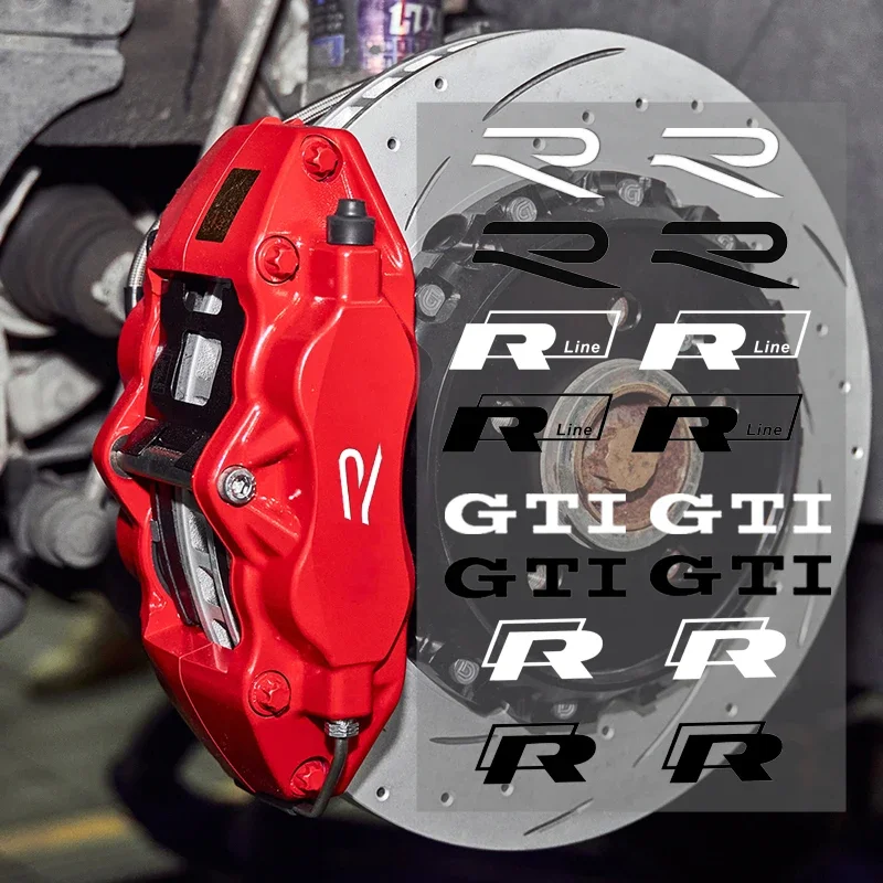 4 шт. виниловые наклейки на тормозной суппорт автомобиля для Volkswagen VW Rline R Line Golf 3 5 7