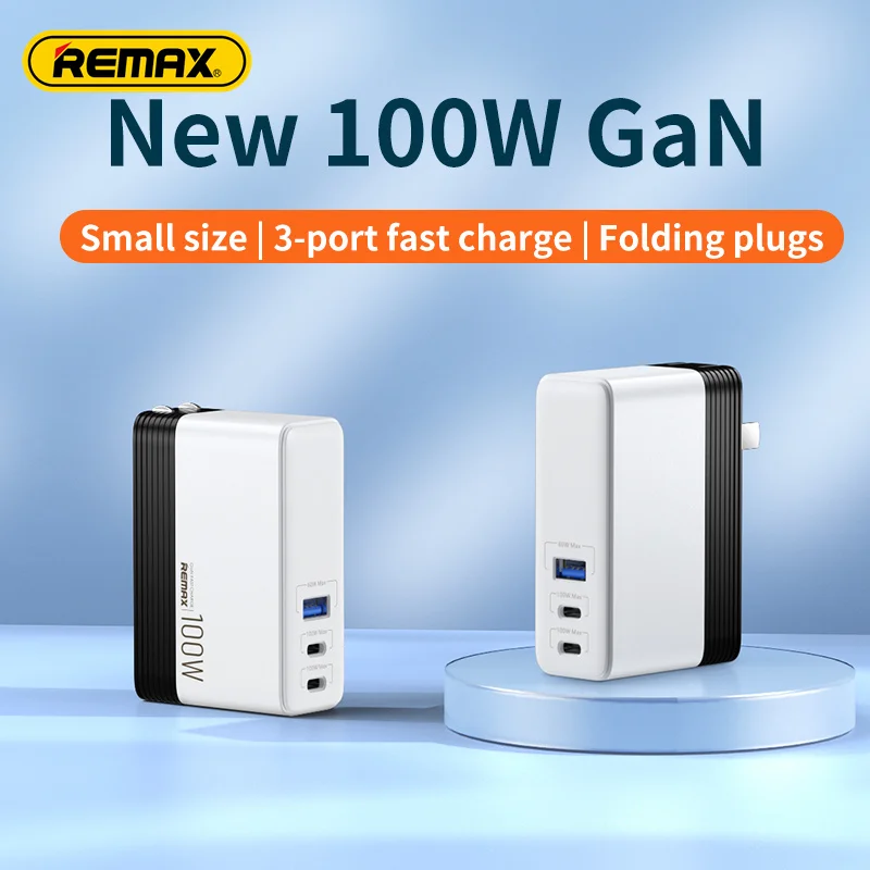 

REMAX RP-U99 Newest QC3.0 PD3.0 2 Type C Laptop Fast GaN 100W CN Fast Pd Charger Quick Charging Wall Charger Adapter