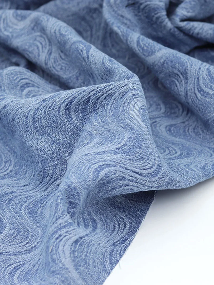 Трехмерная синяя мягкая текстура утолщенная жаккардовая Потертая джинсовая