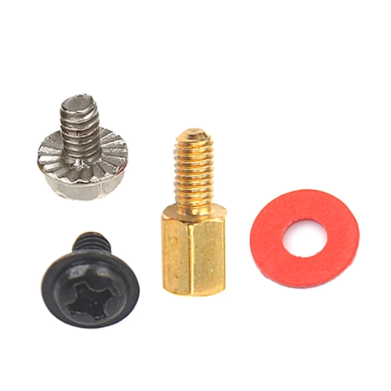 

6.5mm 6-32-M3 Computer Golden Motherboard Riser+Silver High Quality Screws + Red Washers 20pcs Brass Standoff Gasket 20x