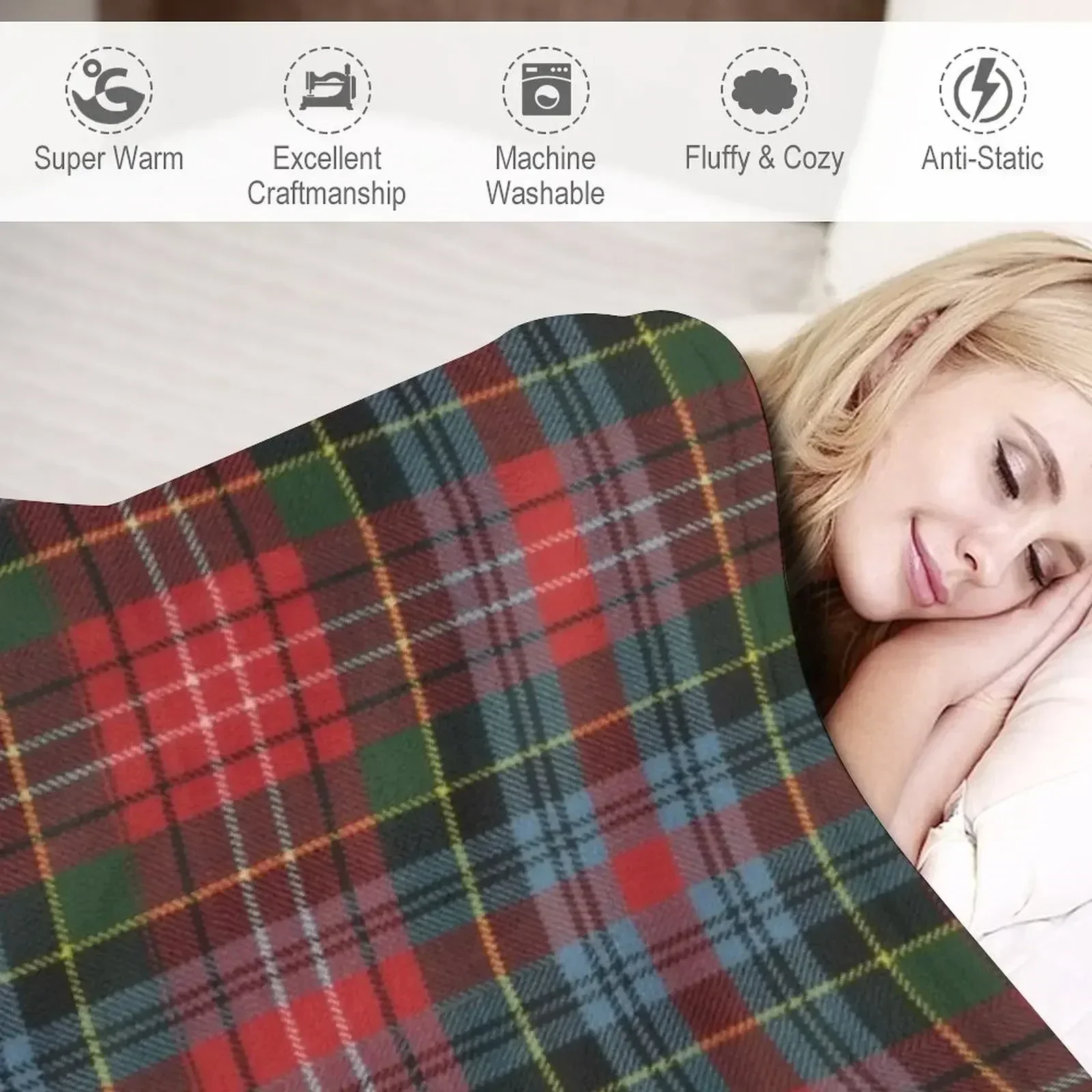 Фото Плед Caledonia Original Clan Tartan, пушистый плюшевый плед для дивана и кресла №4