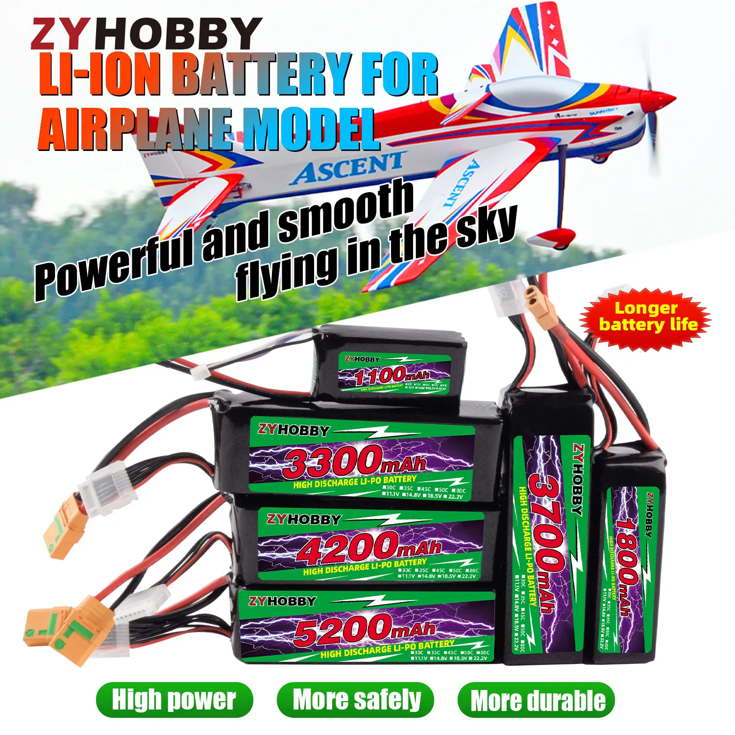 Фото Аккумулятор ZYHOBBY Li-ion 6S 45C 5200 мАч 22.2В для радиоуправляемых моделей самолетов/автомобилей/лодок с увеличенным сроком службы №1