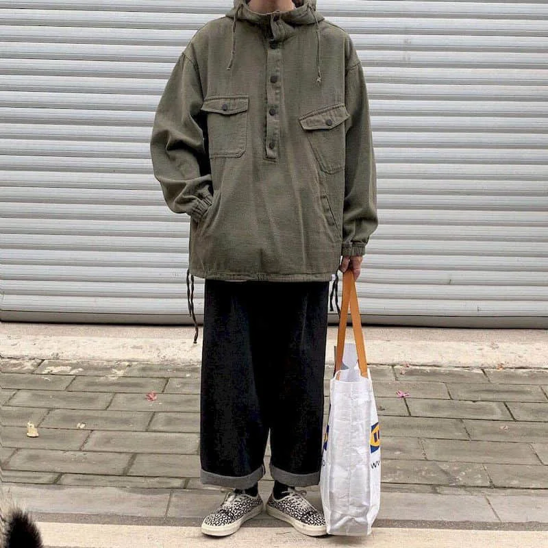 Мужская куртка с капюшоном в японском ретро-стиле студенческий тренд Корейская