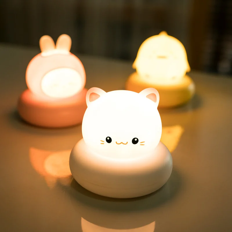 Children's Night Light Baby Nightlight Table Lamp Cute Bedroom Kid USB Cartoon Bear Cat Led Lamps Home Decor Christmas Gift