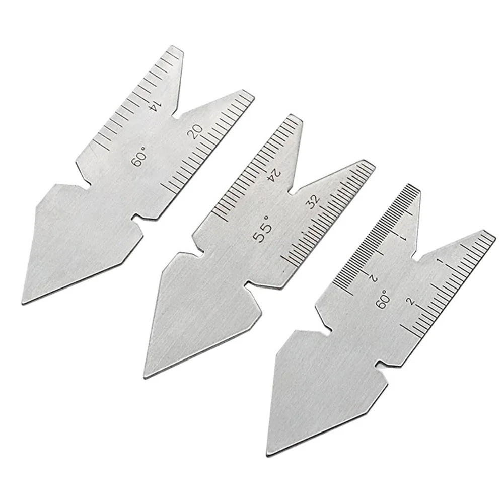 

3 Pcs Center Gauge 55&60° Metric Inch Integrated Thread Gauge Ruler Carbon Steel For Measuring Tools Testing Supplies Hand Tools