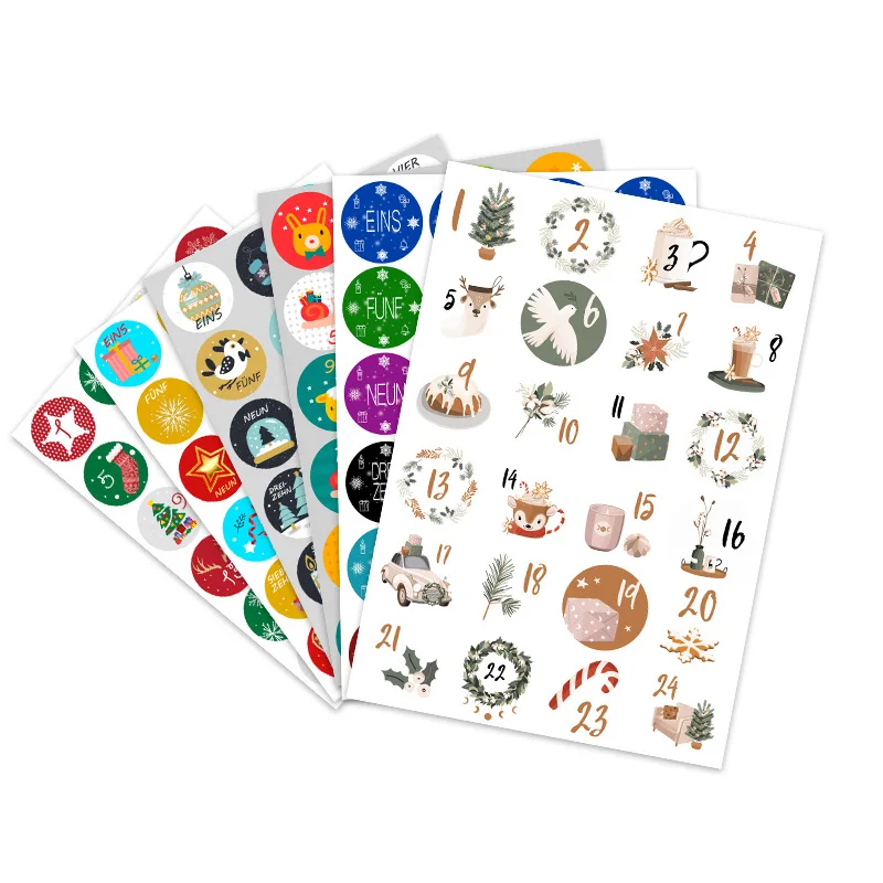 

24 шт., наклейки с цифрами и календарем