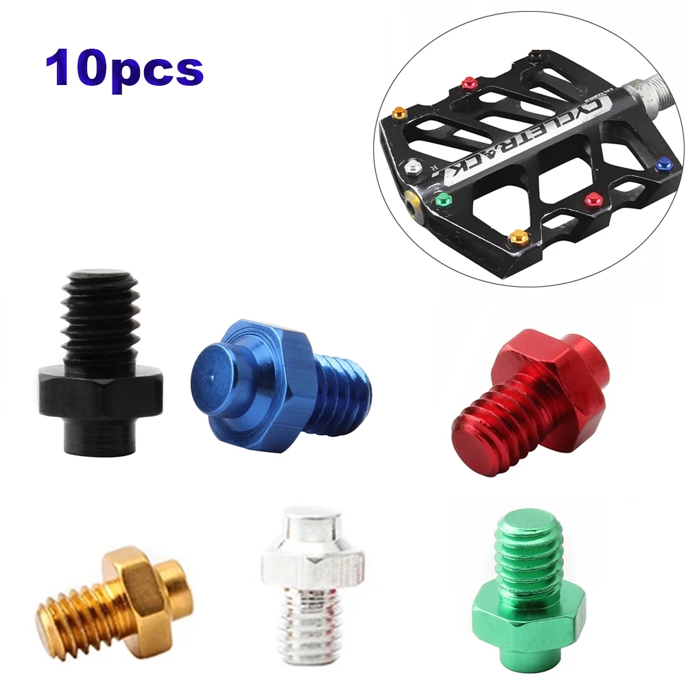 

10 pcs Mountain Bike Bicycle Pedal Bolts Screw Aluminum Alloy Fixed Stud Gear Anti-Skid CNC M4 Aluminum alloy Stud Pin Nail Foot