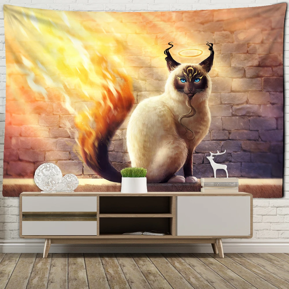 

Psychedelic Blue Eyes Cat Tapestry Wall Hanging Animal Boho Mystic Witchcraft Dorm Living Room Art Home Decor Cloth