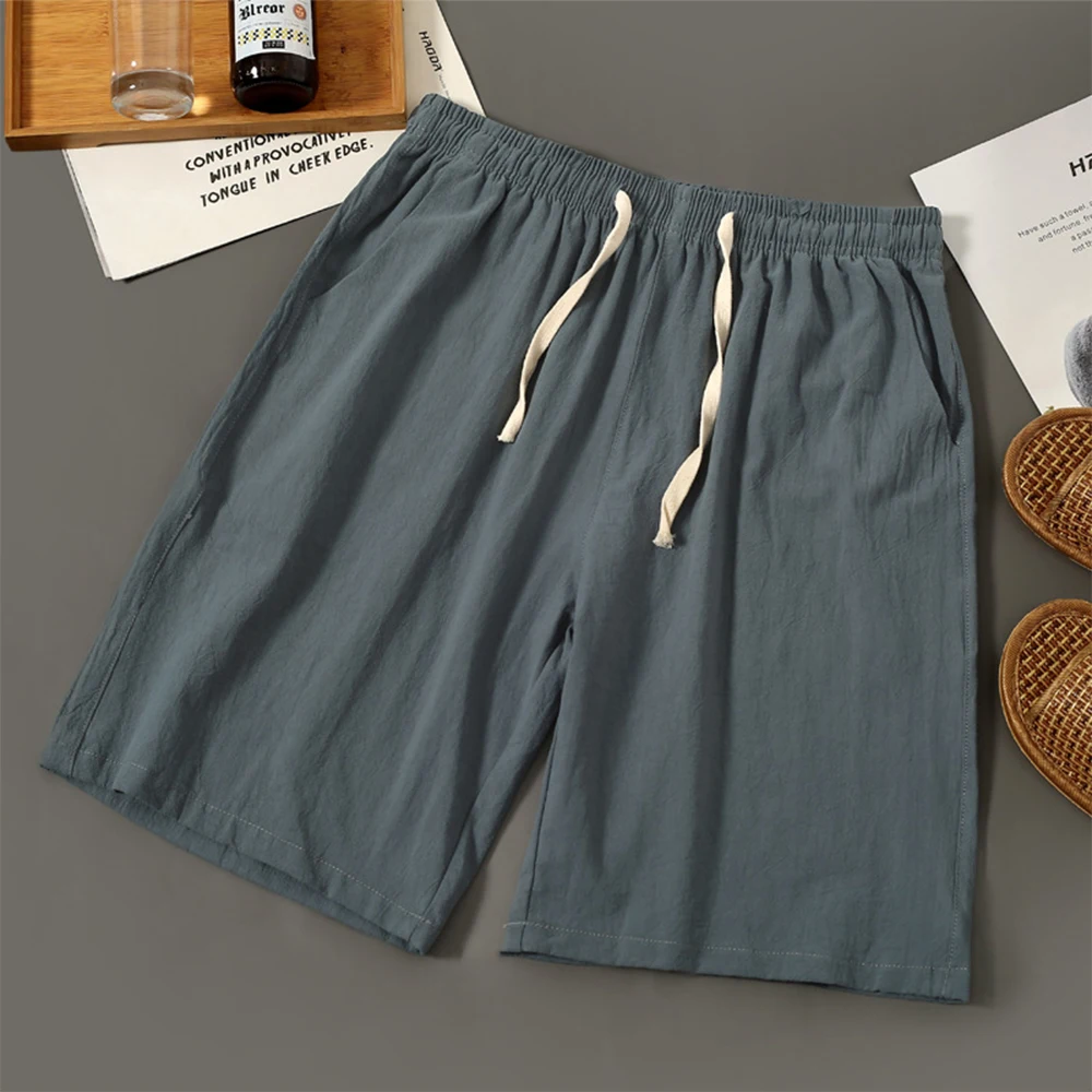 

Fashion Men Swimwear Sports Cotton Drawstring Fitness Half Pants Hiking